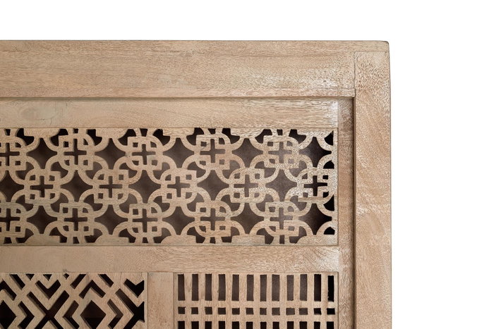 GINER Y COLOMER Vitrina con 2 puertas correderas en madera de teca y mango color natural